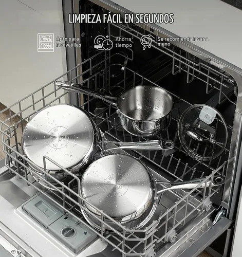 Vista 5 de KOCH SYSTEME CS Triply - Juego de cacerolas de acero inoxidable de 1 cuarto de galón, 2 cuartos y 3 cuartos de galón de acero inoxidable con tapa