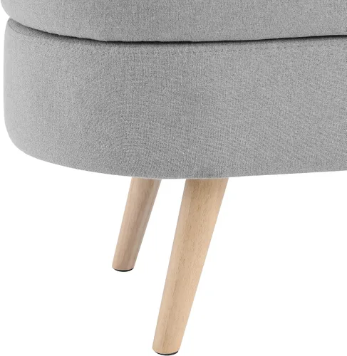 Vista 7 de Otomana de almacenamiento tapizada, banco de entrada con patas de madera de goma para sala de estar, dormitorio, gris
