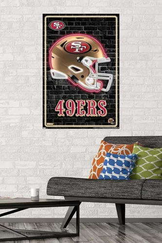 Vista 2 de NFL San Francisco 49ers - Póster de pared con casco neón 23, 34 pulgadas de largo x 22.4 pulgadas, versión sin marco