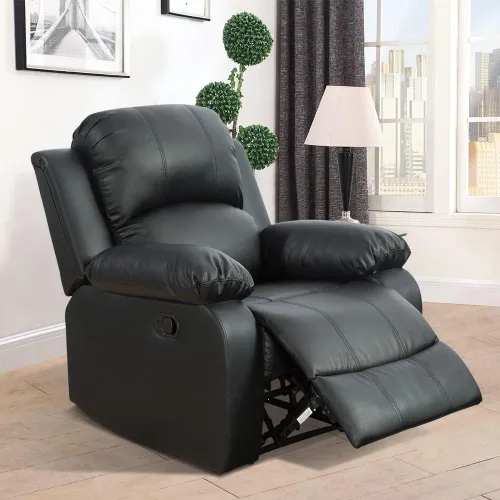 Vista 23 de Juego de muebles de sala de estar, juego de sofá reclinable de cuero, sofá reclinable y sofá biplaza, juego de sofá de cuero beige, juego de muebles