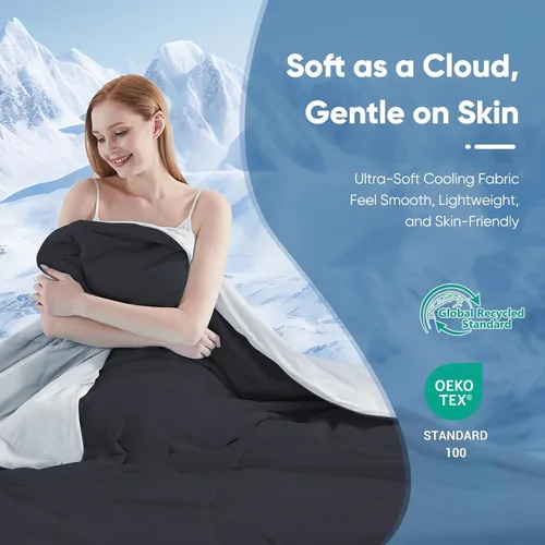 Vista 7 de Elegear - Edredón de enfriamiento individual Absorbs Body Heat para mantenerse fresco, cobija de enfriamiento para personas que duermen con calor