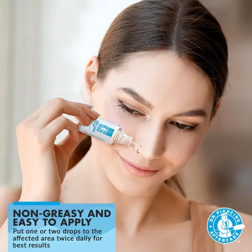 Vista 6 de Dr. Piercing Aftercare Keloid Bump Solution Drops 15mL - Fórmula salina suave con provitamina B5 para el cuidado de los golpes - Limpiador