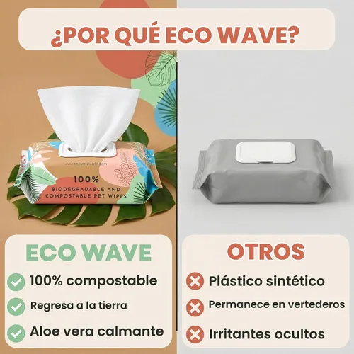 Vista 7 de Eco Wave - Toallitas de aseo para perros y gatos, sin perfume