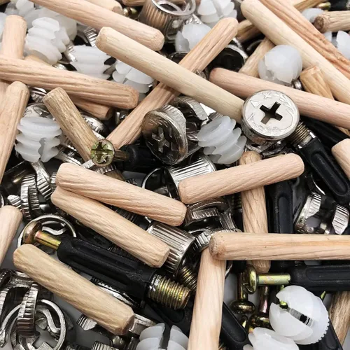 Vista 3 de 300 piezas 3 en 1 de accesorios de conexión de muebles, kit de cierre de leva, montaje de leva y pasadores de madera y cerraduras de leva de tuerca