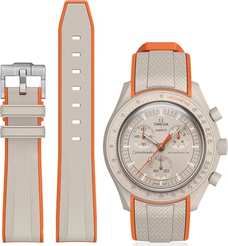 Vista 18 de Correa Stanchev para reloj Moonswatch, correa de silicona suave curvada sin espacio de 20mm para reloj Omega X Swatch Speedmaster, correa