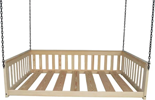 Vista 6 de Amish-Made - Cama de columpio de madera negra con cadenas Negro (Black Paint)