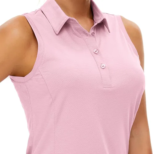 Vista 4 de Casei Polo de golf sin mangas para mujer UPF 50+ Dry Fit con cuello, Varios