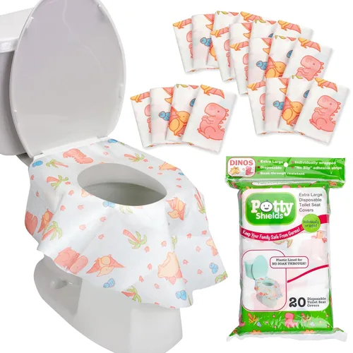 Vista 7 de Cubiertas de asiento de inodoro desechables XL de Potty Shields, paquetes individuales, 6, Original