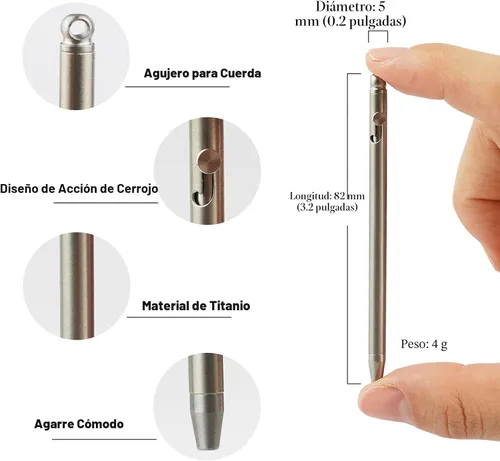 Vista 3 de Mini bolígrafo, bolígrafo EDC de titanio no tóxico con llavero, bolígrafo pequeño compacto y elegante