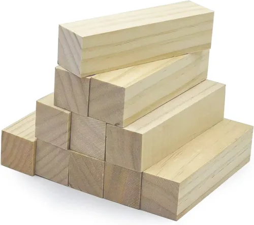 Vista 2 de Bloques de tallado de tilo de 4 pulgadas, madera sin terminar para tallar y manualidades, paquete de 12 bloques rectangulares de 4 x 1 x 1 pulgadas