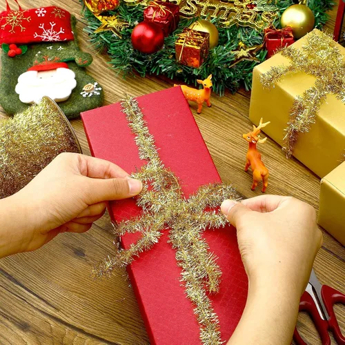 Vista 7 de Canlierr Guirnalda de oropel de Navidad de 50 yardas con purpurina fina metálica para decoración de árbol de Navidad, fiesta de cumpleaños, boda