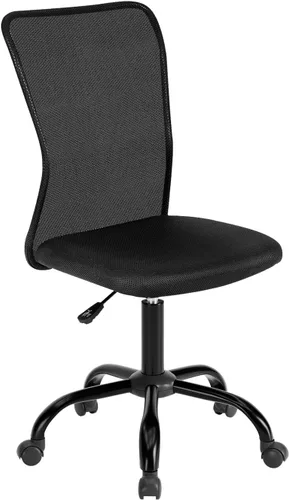 Vista 13 de FDW Silla de oficina en casa, silla de escritorio de malla con respaldo medio, sin brazos, ergonómica, giratoria, soporte de espalda, ajustable