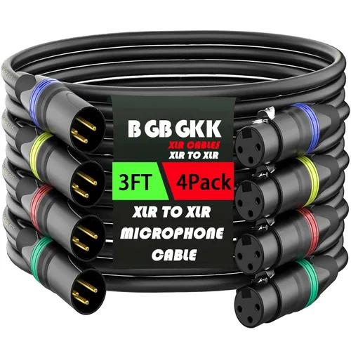 Vista 21 de XLR Cables - Cable de micrófono XLR profesional de 3 pines X L R de 3 pines chapado en oro, cable de micrófono equilibrado, multicolor