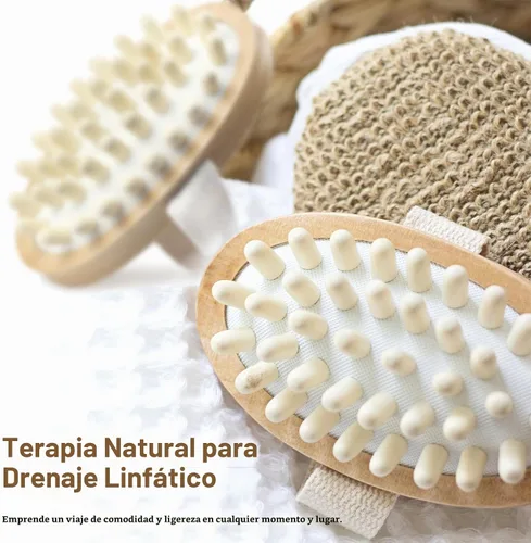 Vista 5 de Paquete de 2 masajeadores anticelulíticos de madera natural, masajeador de mano, cepillo corporal para relajarse, sauna, spa, cabeza, cepillo