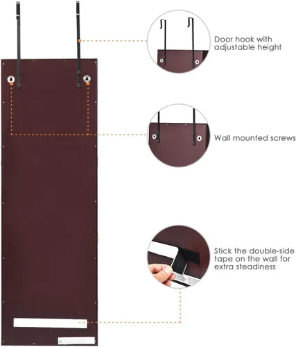 Vista 6 de Giantex Organizador de joyas montado en la paredpuerta con 2 luces LED, armario de joyería de altura ajustable con cerradura con espejo de longitud