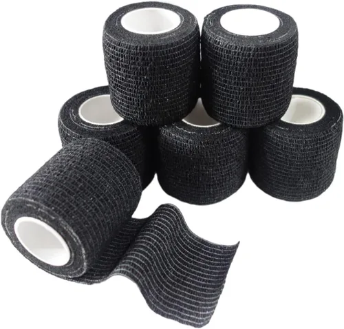 Vista 19 de Paquete de 6 vendajes autoadhesivos de 1 pulgada x 5 yardas, transpirable, cohesivo para mascotas, cinta elástica autoadhesiva para deportes, Negro