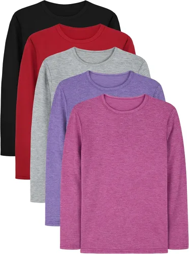 Vista 10 de Cooraby - Paquete de 5 camisetas básicas de manga larga para niñas de 2 a