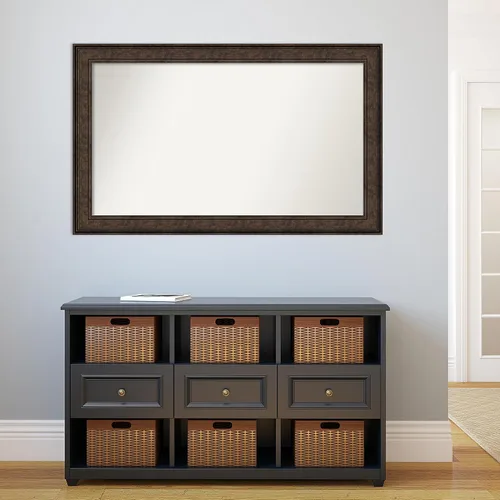 Vista 286 de Amanti Art Espejo de pared personalizado no biselado (25 x 25 pulgadas), marco de bronce acentuado, varios tamaños personalizados, espejo de baño