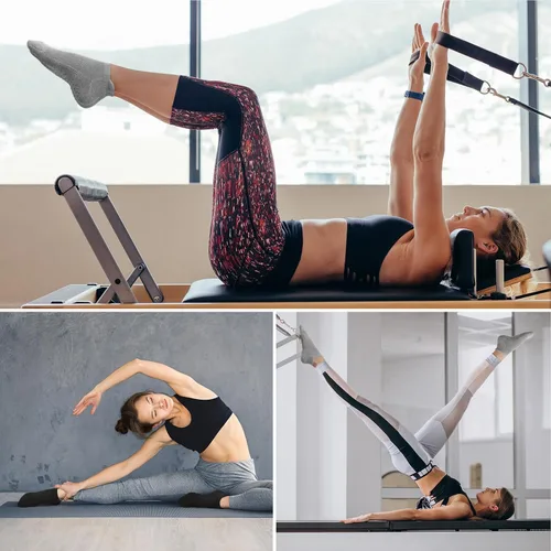 Vista 5 de Calcetines de pilates para mujer, calcetines acolchados antideslizantes para yoga, hospital, barras, deportes para el hogar, calcetines 24 pares