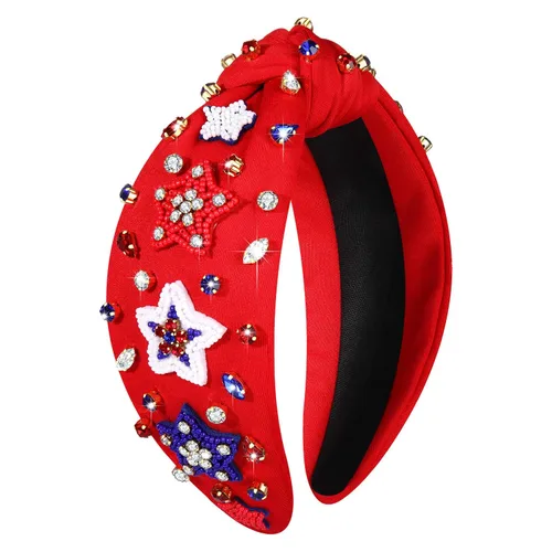 Vista 10 de NVENF Diadema con diamantes de imitación, estrella de la bandera estadounidense, accesorio del 4 de julio para mujer