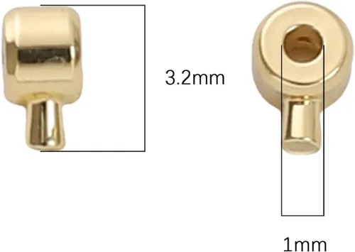 Vista 2 de BEADIA - Hebilla de línea de pesca cilíndrica chapada en oro de 14 quilates, tapas de extremo de 3.2 mm, 30 piezas para hacer joyas