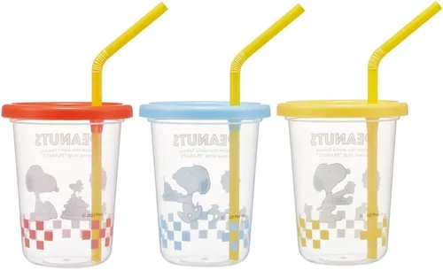 Vista 3 de Skater SIH2ST-A Tumbler with Straw, 8.1 fl oz (230 ml), 3 Pieces, Snoopy 80s Cafe, Made in Japan