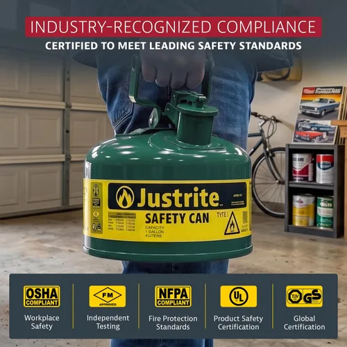 Vista 6 de Justrite Type I - Caja de seguridad de acero galvanizado Verde