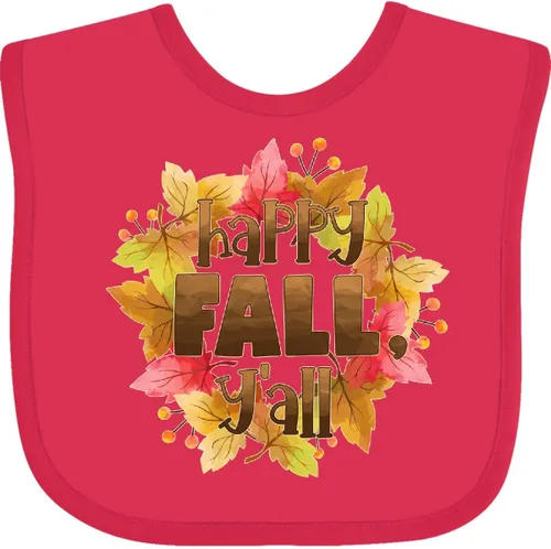 Vista 8 de inktastic Happy Fall, Y'all Fall Leaves Wreath Baby Bib