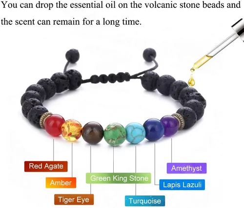 Vista 2 de LUBINGSHINE Pulsera de roca de lava de 0.315 in, cuerda trenzada de piedra natural, pulsera de yoga para hombres y mujeres