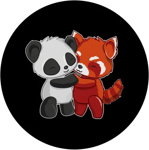 Vista 3 de Chibi Panda Bear Hugs Red Panda - Cute Kids PopSockets PopGrip: agarre intercambiable para teléfonos y tabletas