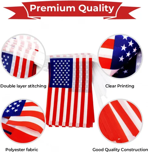 Vista 3 de Pequeña bandera estadounidense, mini bandera de Estados Unidos, decoración de banderines para desfiles, fiestas, aulas, jardines y festivales