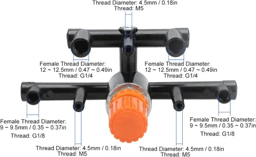 Vista 2 de Pieza de ajuste de válvula reguladora de presión, accesorios de interruptor de compresor de aire, fácil de reemplazar duradero M5 G1/4 G1/8