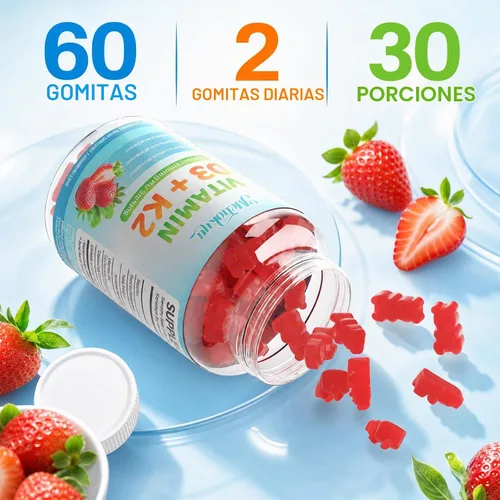 Vista 7 de Vitamin D3 K2 Gummies 5000IU Sugar Free Supplement, 60 Count