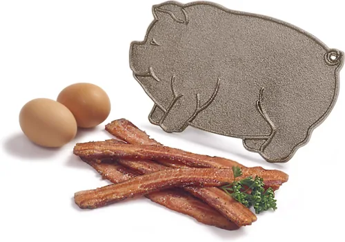 Vista 3 de Norpro Prensa de tocino en forma de cerdo de hierro fundido con mango de madera, 8.5in/21.5cm