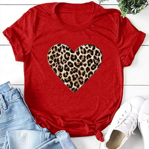 Vista 26 de Camisetas de manga corta con estampado de corazón para mujer, camisetas de ajuste regular, linda y divertida, ropa de regalo 2023