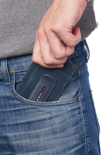Vista 5 de Alpine Swiss Dermot - Cartera de piel con clip para dinero y bolsillo frontal para hombre viene en caja de regalo