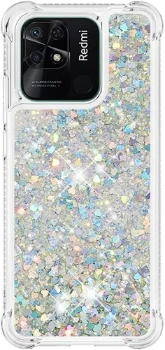 Vista 104 de Funda de silicona transparente con purpurina para Xiaomi Redmi A1 Bling Liquid Clear Star Heart Silicone Bumper a prueba de golpes, funda Azul