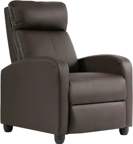 Vista 9 de FDW Wingback Silla reclinable de cuero, de una plaza, moderno sofá para casa, teatro, sala de estar, Cuero