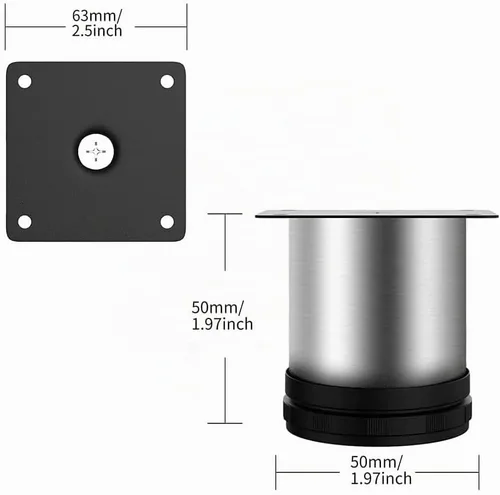 Vista 2 de Patas de acero inoxidable para muebles, patas ajustables de metal para escritorio, mesa de oficina para el hogar, proyectos de bricolaje, soporte