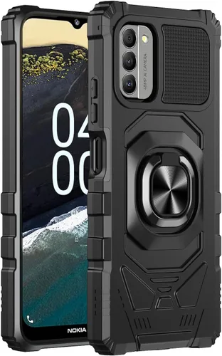Vista 7 de Funda para Nokia G310 5G con protector de pantalla, funda magnética para teléfono Nokia G310, soporte de anillo de automóvil esmerilado, parte