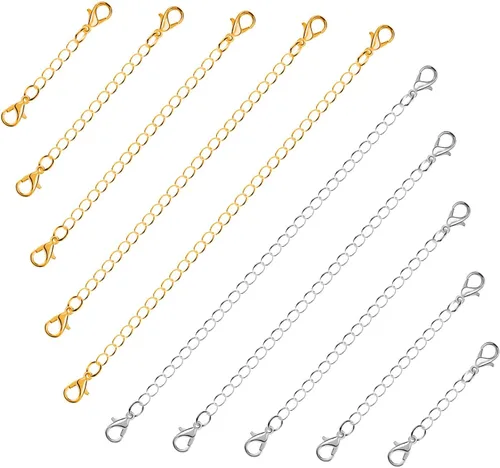 Vista 9 de Extensores de cadena para collares, Anezus 10 piezas de extensores de joyería para collares, Acero inoxidable