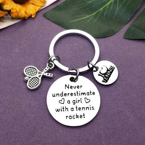 Vista 5 de Vadaka Regalo de joyería para amantes del tenis, llavero de regalo de tenis para niñas, adolescentes, tenis, niña, joyería de tenista, regalo