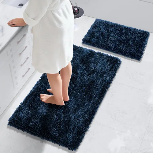 Vista 11 de Yimobra Juego de 2 alfombras de baño, alfombra de baño suave y absorbente y alfombra de inodoro en forma de U con respaldo antideslizante, alfombras