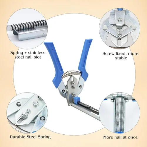 Vista 3 de Kit de alicates tipo M para anillo de uñas de cerdo con 3000 piezas de clips M, kit de alicates de anillo de cerdo para tapicería automática, Azul