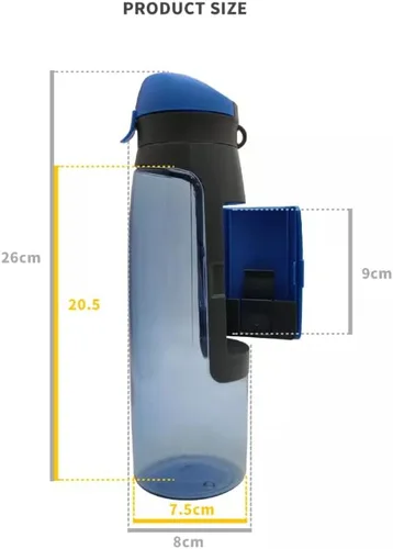 Vista 7 de 25.4 fl oz Deportes al aire libre boca ancha a prueba de fugas WALLET botella de agua (negro)