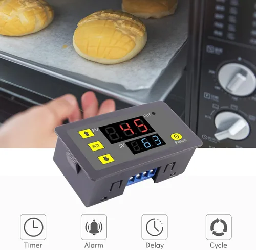 Vista 7 de 2 unids temporizador de retardo relé AC 110 V 220 V 10 A 1500 W programable pantalla LED digital ciclo temporizador retardo interruptor módulo