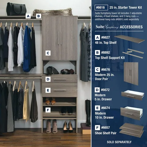 Vista 7 de ClosetMaid SuiteSymphony - Cajón de madera, accesorio para complementar, estilo moderno, para almacenamiento, ropa de armario, tamaño de 5 pulgadas
