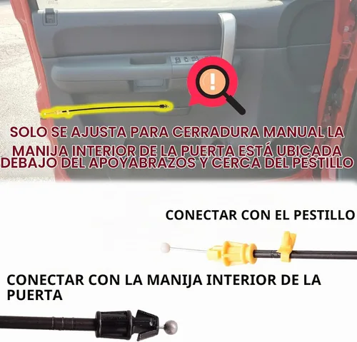 Vista 2 de Cable corto de pestillo de puerta de 16.5 pulgadas compatible con Chevrolet Silverado GMC Sierra 2007-2013 Cable de bloqueo manual de puerta