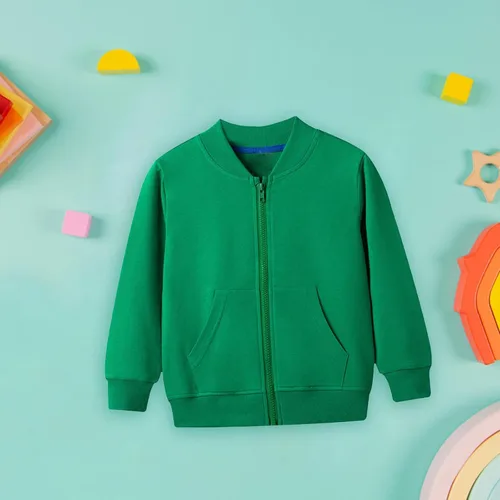 Vista 4 de XOWRTE Niños niños bebé Outwear manga larga cuello redondo color sólido chaqueta cremallera capucha a prueba de viento largo 2t abrigo