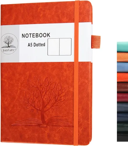 Vista 12 de Daofary Cuaderno de puntos con soporte para bolígrafo, cuaderno de cuadrícula de puntos A5 con 160 páginas, papel grueso de 2.95 oz/yd², diario